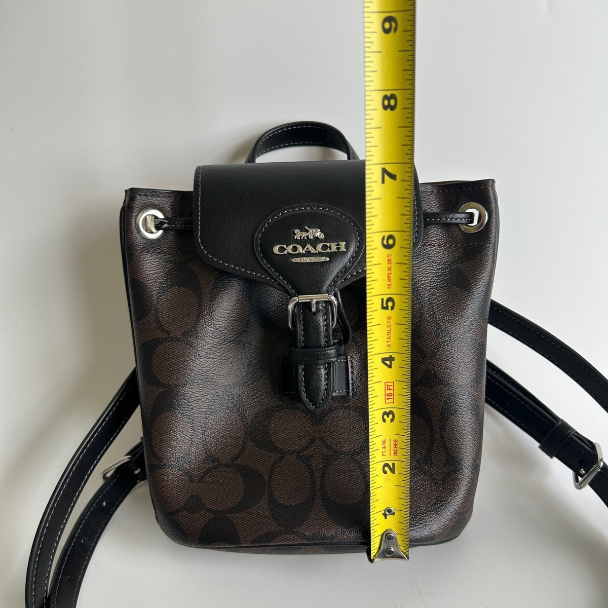 Coach Amelia Brown Black Signature Canvas Leather Convertible Backpack CL458 EX8
