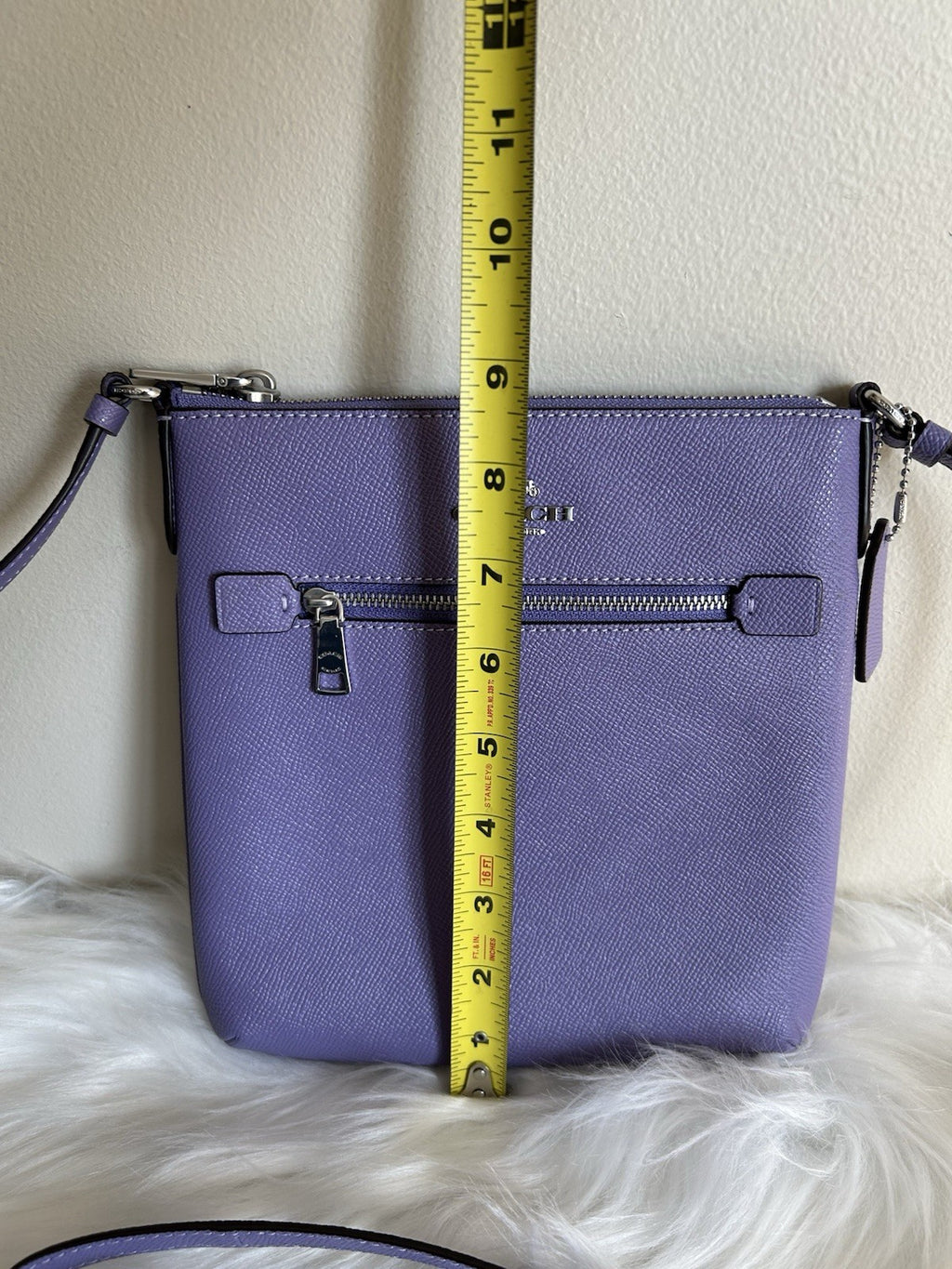 Coach North South Purple Crossgrain Leather Crossbody Bag Excellent6