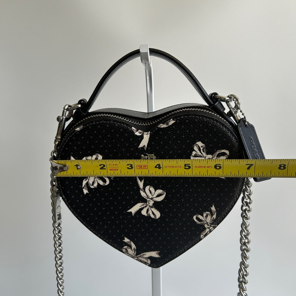 Coach Heart Crossbody Black Bow Print Coated Canvas Bag Excellent9