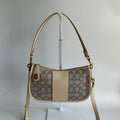 Coach Swinger Bag Chalk Beige Signature Jacquard Leather Shoulder Bag Excellent0