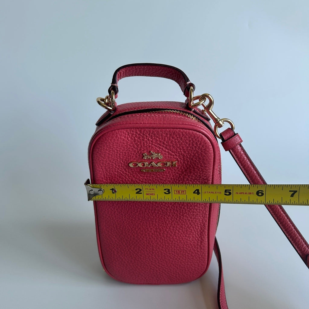 Coach Eva Watermelon Pink Pebbled Leather Crossbody Bag Excellent7