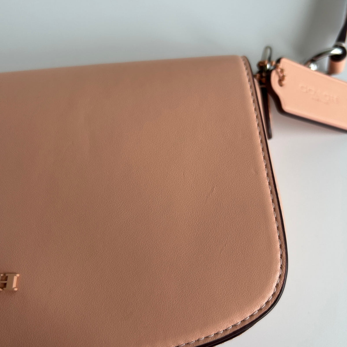 Coach Andrea Shoulder Bag Faded Blush Peach Smooth Leather Flap CT7687