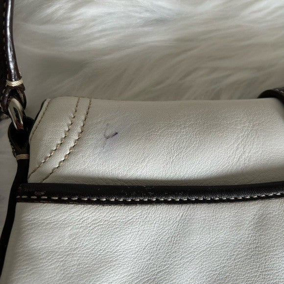 Coach Hobo F10910 White Brown Leather Buckle Shoulder Bag Good2