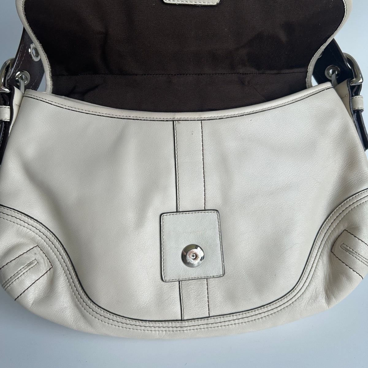 Coach Soho Flap Chalk White Leather Shoulder Bag F10909 Good6