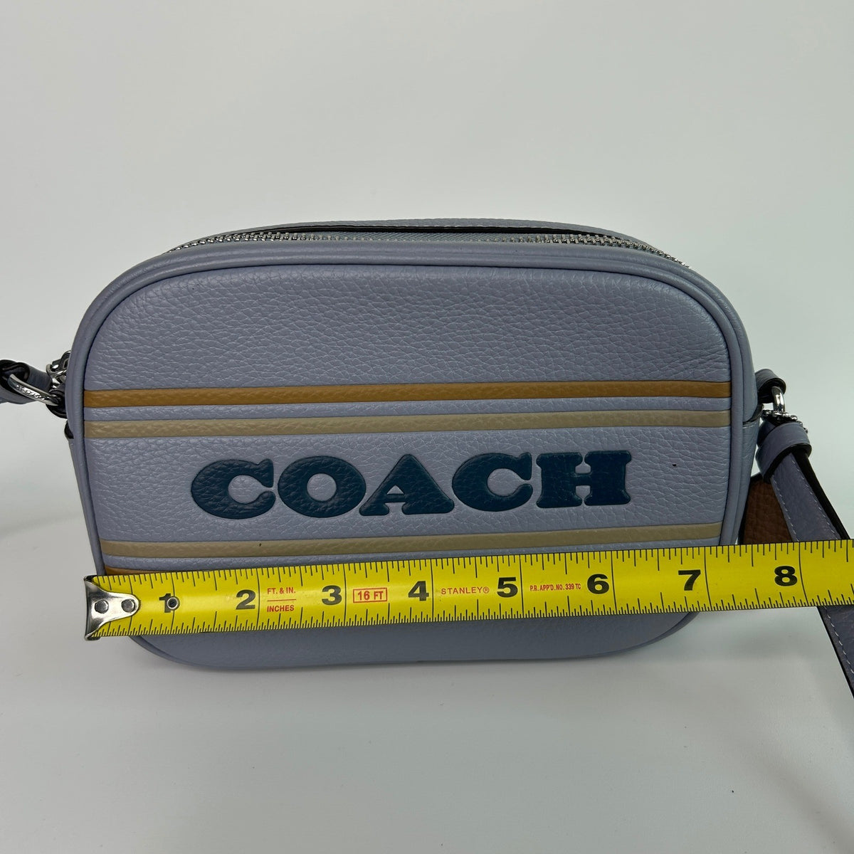 Coach Mini Jamie Camera Bag Blue Pebbled Leather Crossbody CH308 Good5