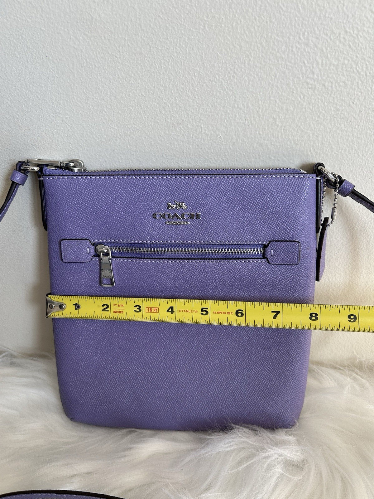 Coach North South Purple Crossgrain Leather Crossbody Bag Excellent5