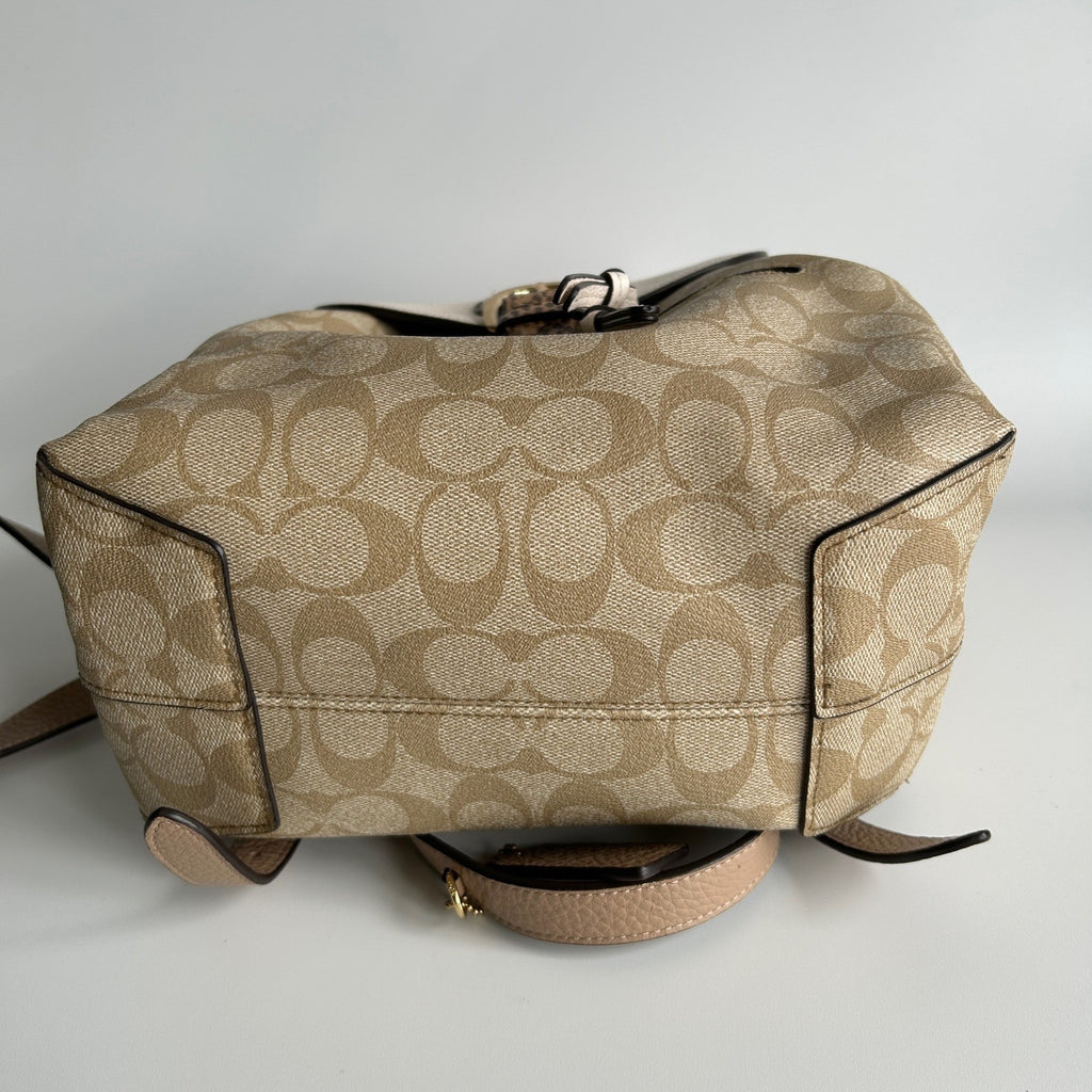 Coach Kleo Backpack Khaki Chalk Signature Canvas Leather CA426 Good2