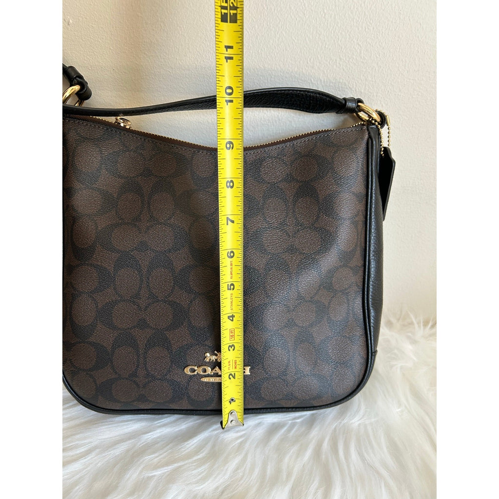 Coach File Brown Black Signature Canvas Leather Crossbody Bag Excellent5