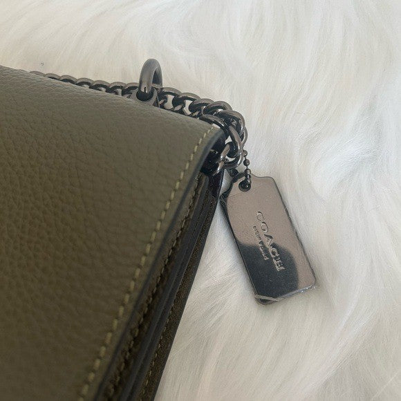 Coach Klare Olive Green Pebbled Leather Crossbody Bag Good2
