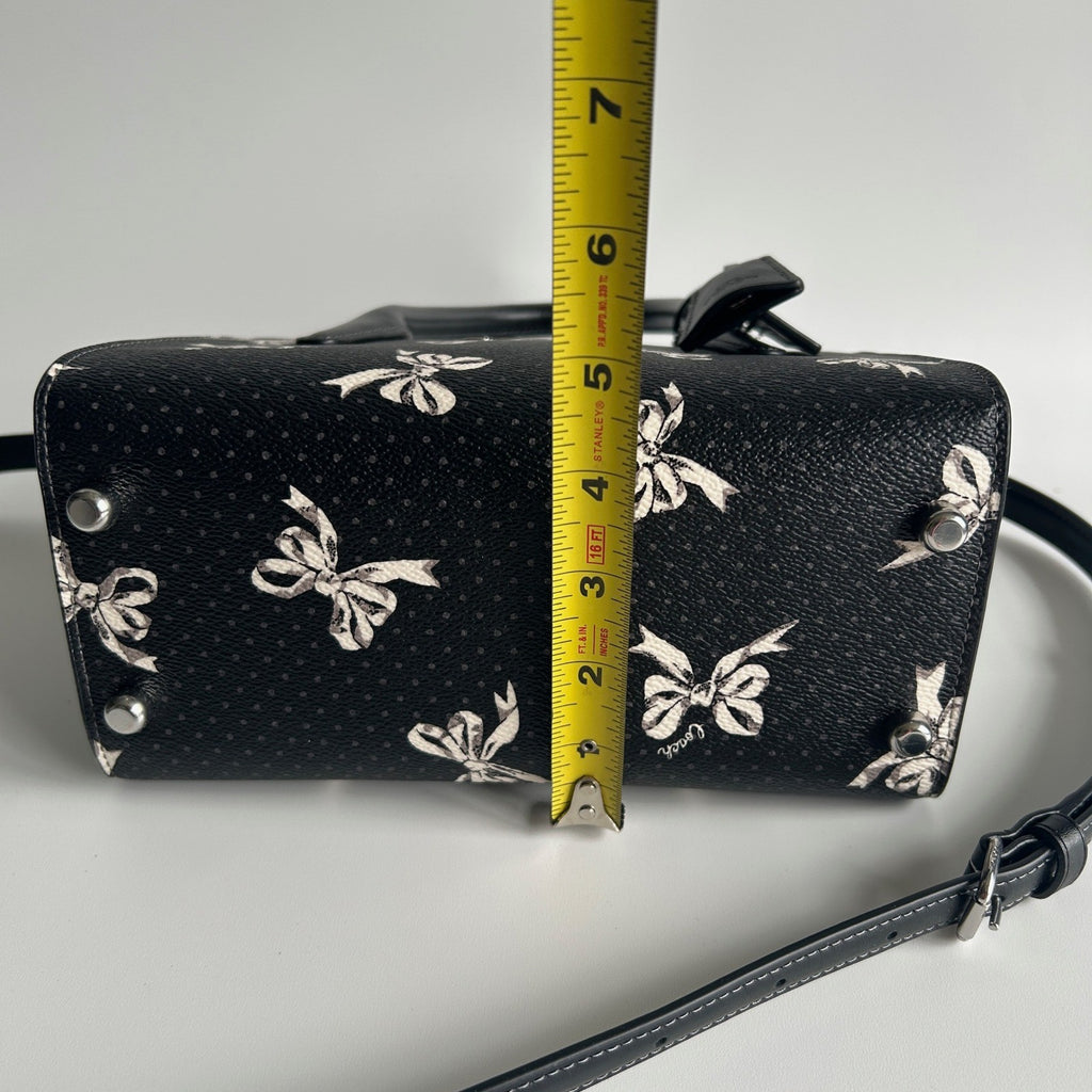 Coach Andrea Carryall Black Bow Print Leather Crossbody Bag CAA77 Excellent11