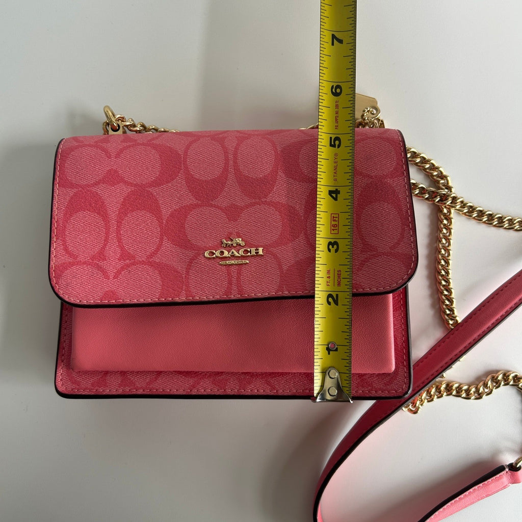 Coach Mini Klare Pink Signature Canvas Leather Crossbody Excellent7