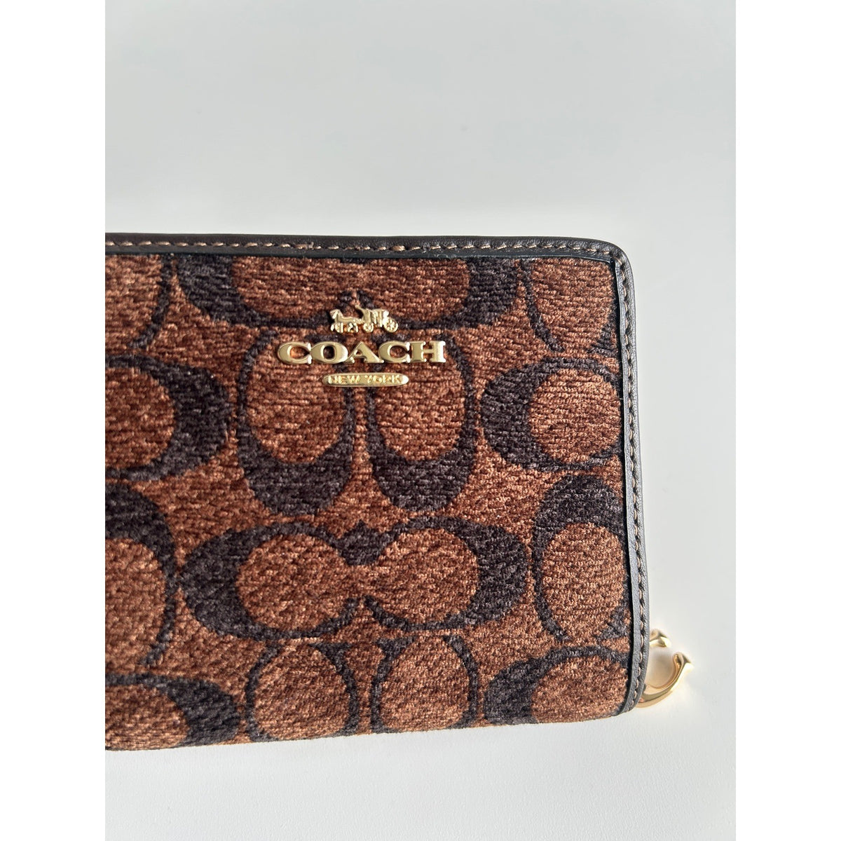 Coach Snap Wallet Brown Signature Chenille CCQ32 Excellent5