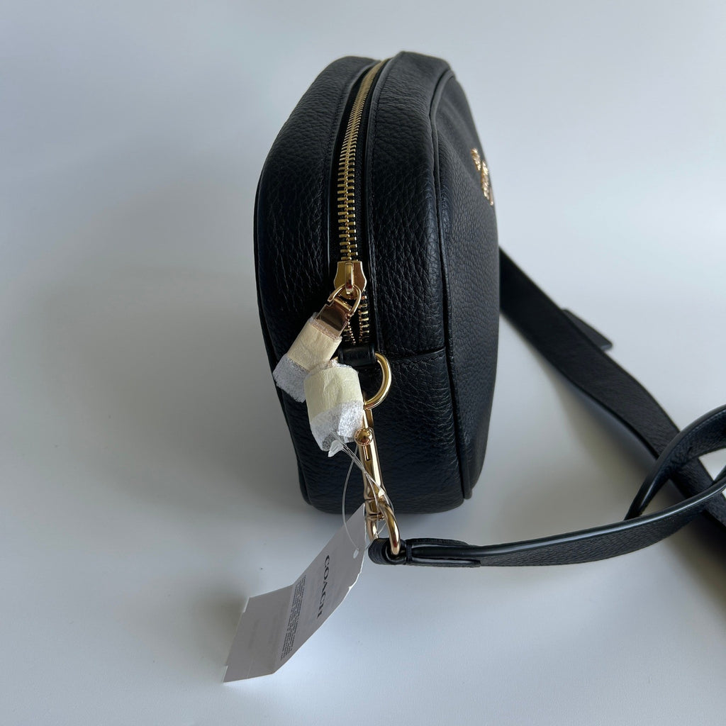 Coach Jamie Black Pebbled Leather Camera Bag New2