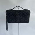 Coach Double Zip Travel Organizer Black Embossed Leather Wallet Excellent0