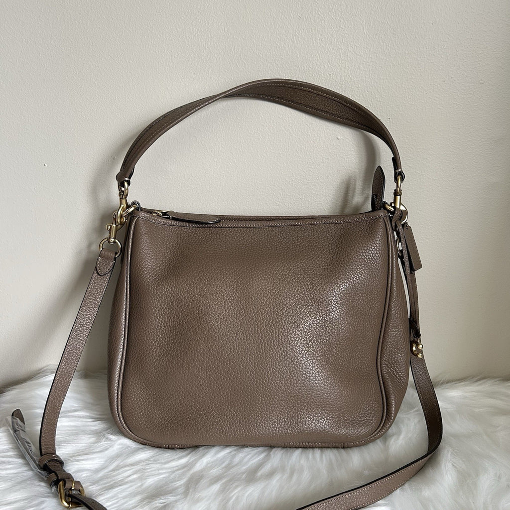 Coach Cary Dark Stone Pebbled Leather Shoulder Bag CC435 Excellent0