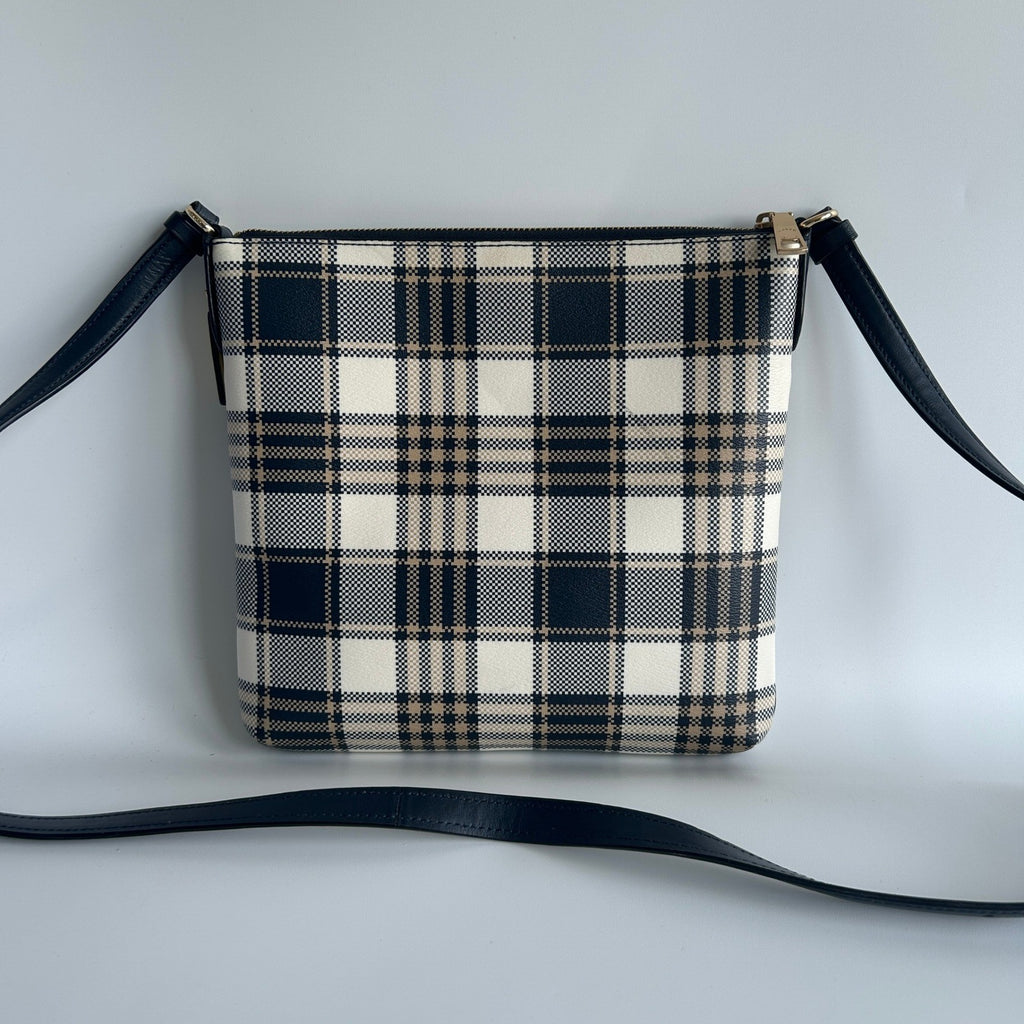 Coach Rowan File Bag Plaid Midnight Navy Coated Canvas Crossbody Excellent1