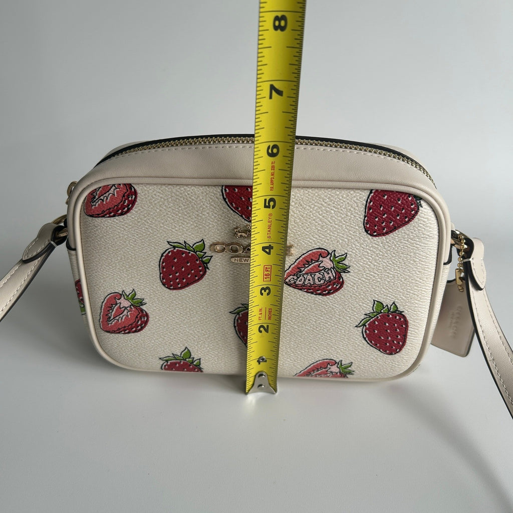 Coach Jamie Strawberry Chalk White Pebbled Leather Camera Bag Excellent9