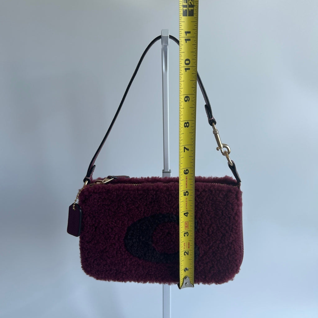 Coach Nolita 19 Wine Shearling Leather Shoulder Bag Excellent6