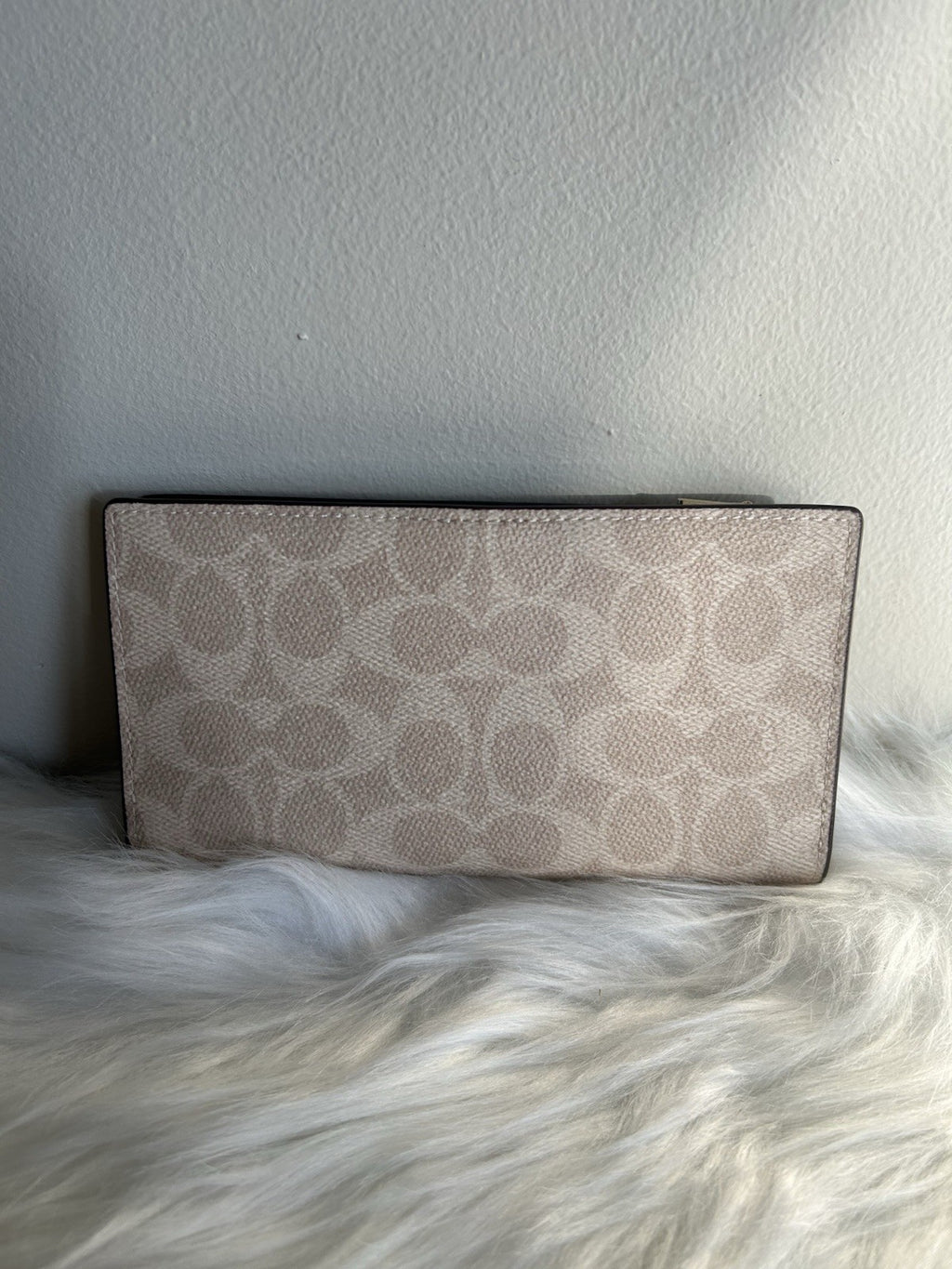 Coach Slim Wallet Chalk White Signature Canvas Leather C4452 Excellent1