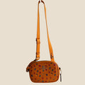 Coach Mini Jamie Camera Bag Orange Floral Pebbled Leather Crossbody Excellent0