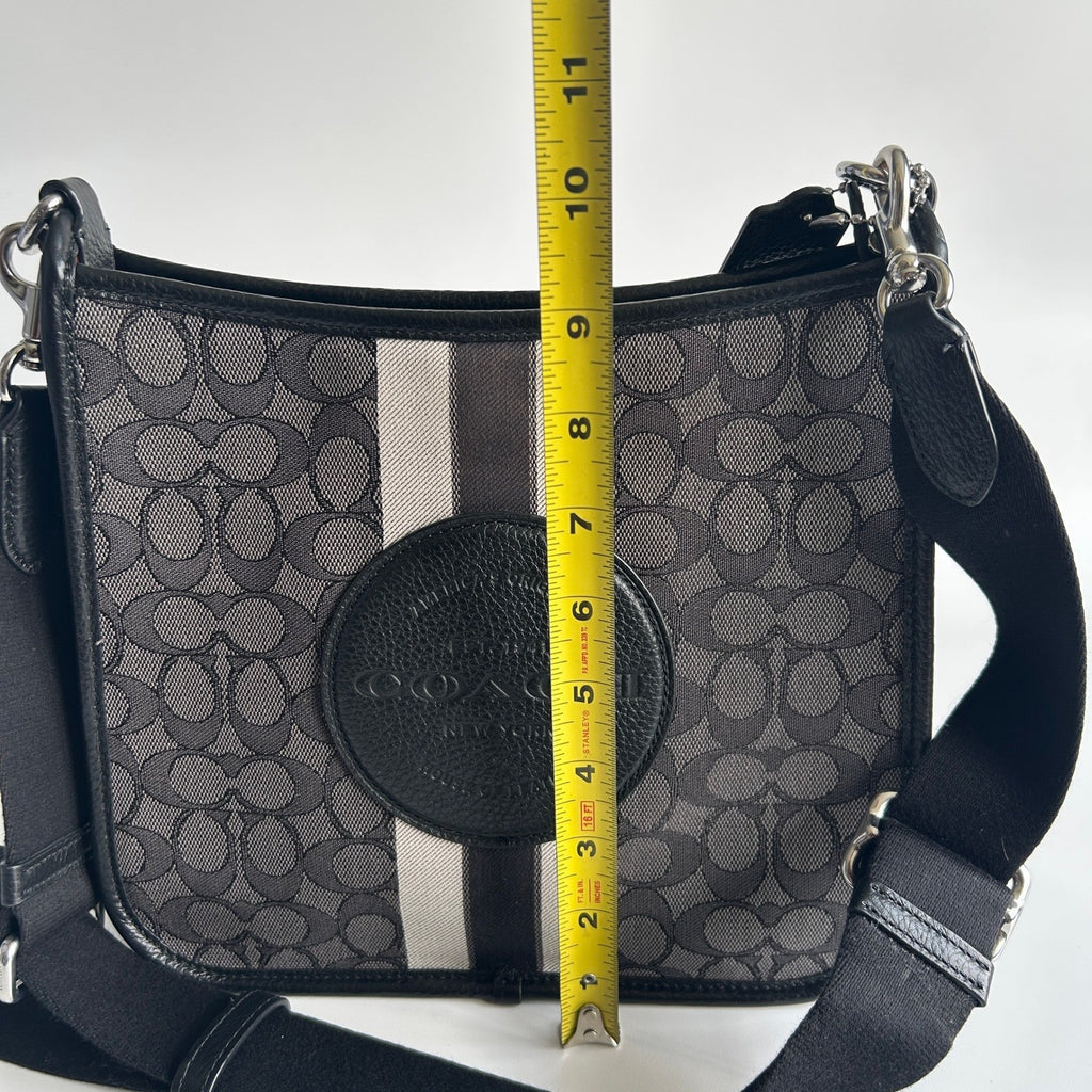 Coach Dempsey File Bag Charcoal Signature Jacquard Leather Crossbody Excellent5