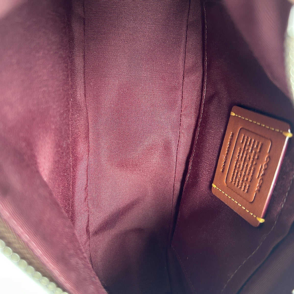 Coach Teri Shoulder Bag Khaki Pink Signature Canvas Bow Print Excellent8