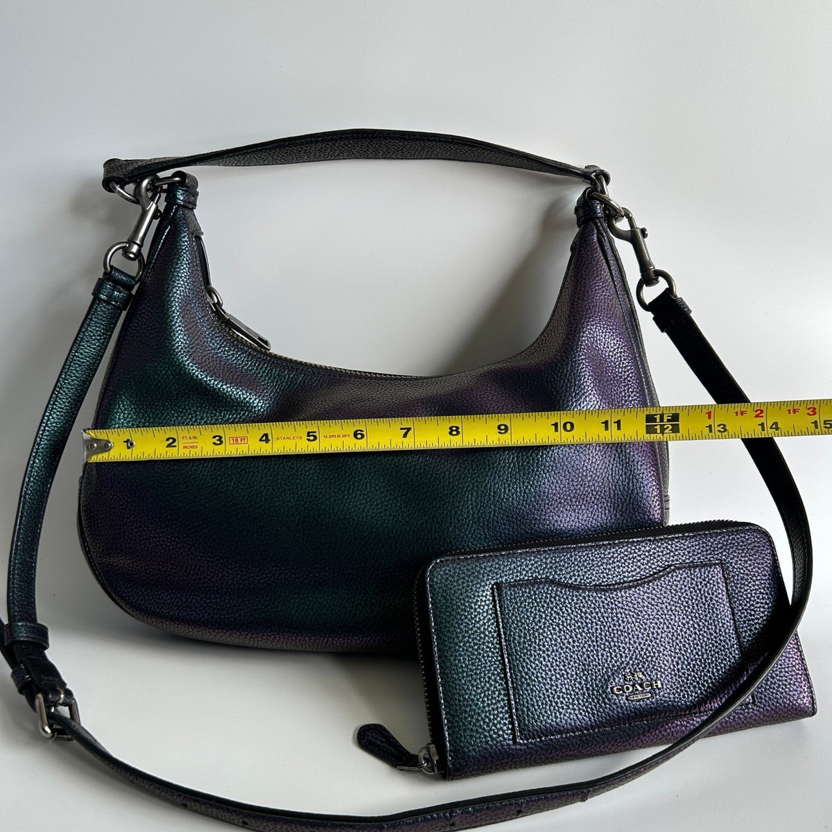 Coach Harley Hobo Iridescent Leather Bag Wallet Set F24352 Good8