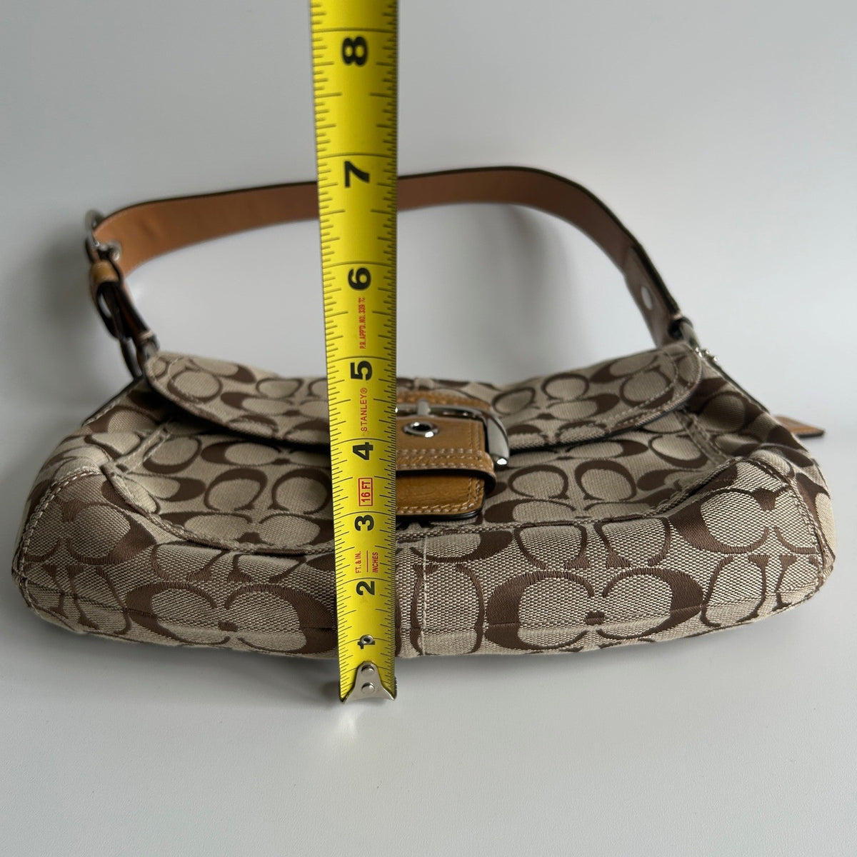 Coach Soho Signature Khaki Brown Canvas Leather Shoulder Bag Excellent8