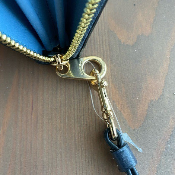 Coach Long Zip Around Wallet Navy Monogram Coated Canvas New4