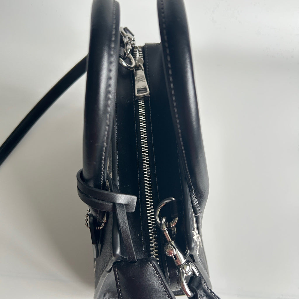 Coach Andrea Carryall Black Bow Print Leather Crossbody Bag CAA77 Excellent6