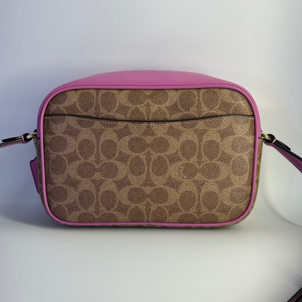 Coach Jamie Camera Bag Khaki Pink Signature Canvas Shoulder Bag Excellent1