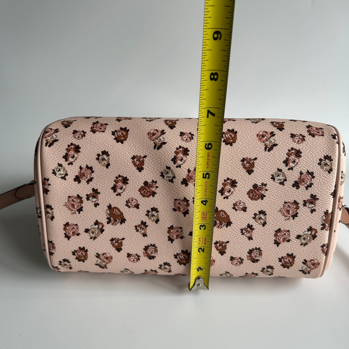 Coach Rowan Satchel Rose Print Pink Leather Satchel Bag GOOD10