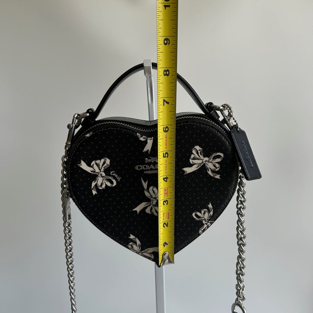 Coach Heart Crossbody Black Bow Print Coated Canvas Bag Excellent10