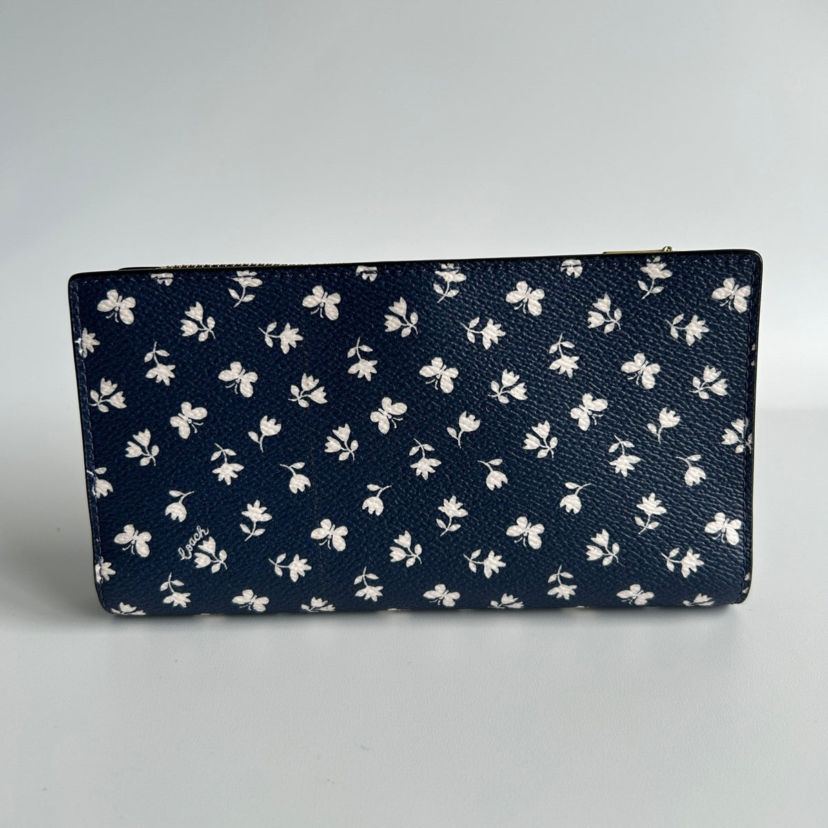 Coach Slim Zip Wallet Deep Blue Floral Butterfly Leather CB024 NWT1