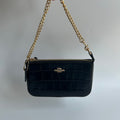 Coach Nolita 19 Black Croc Embossed Leather Wristlet Bag 63860