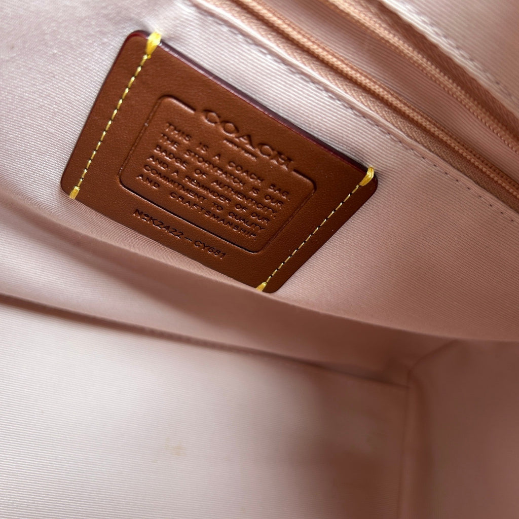 Coach Rowan Satchel Rose Print Pink Leather Satchel Bag GOOD5