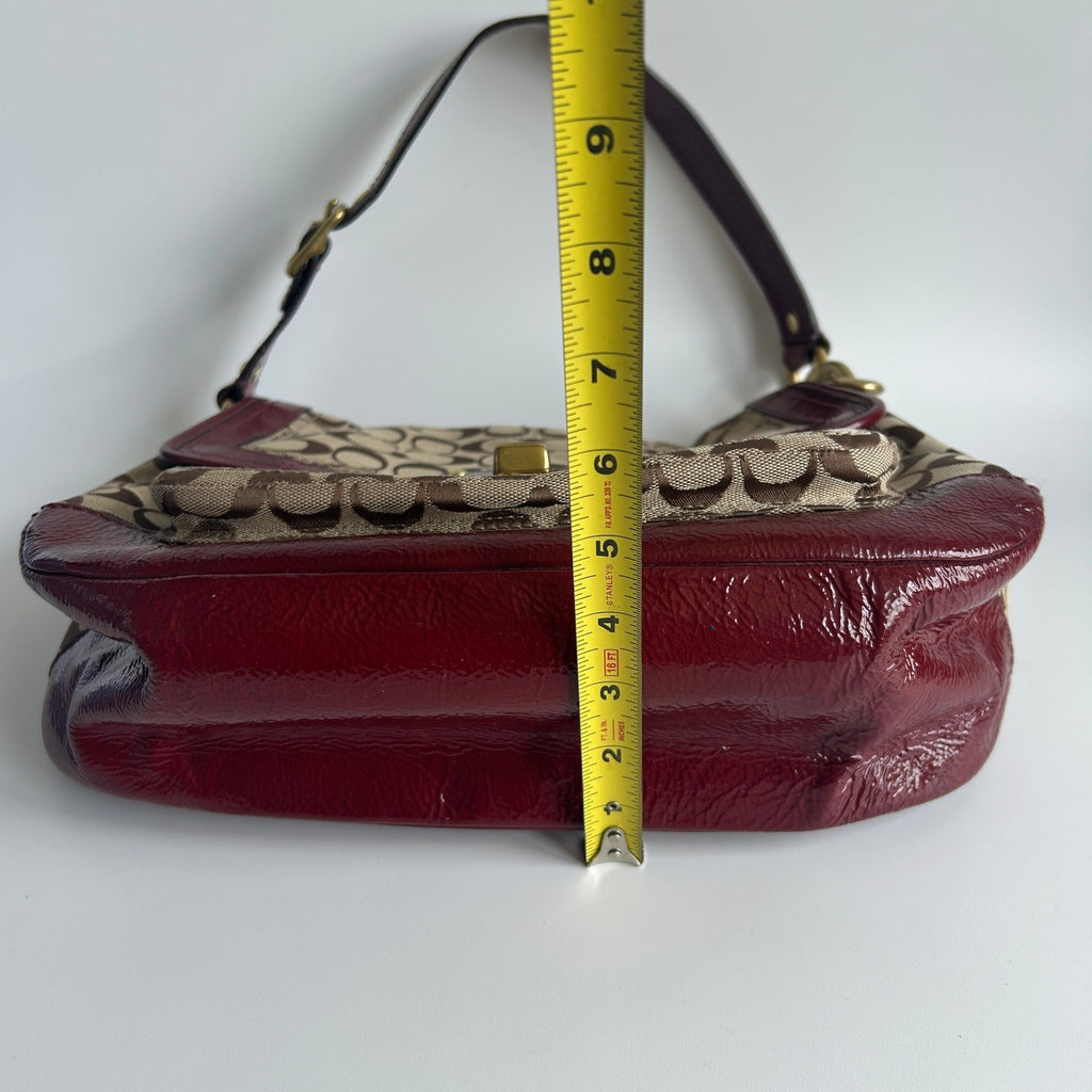 Coach Legacy Signature Ali Flap Mahogany Patent Leather Shoulder Bag Excellent9