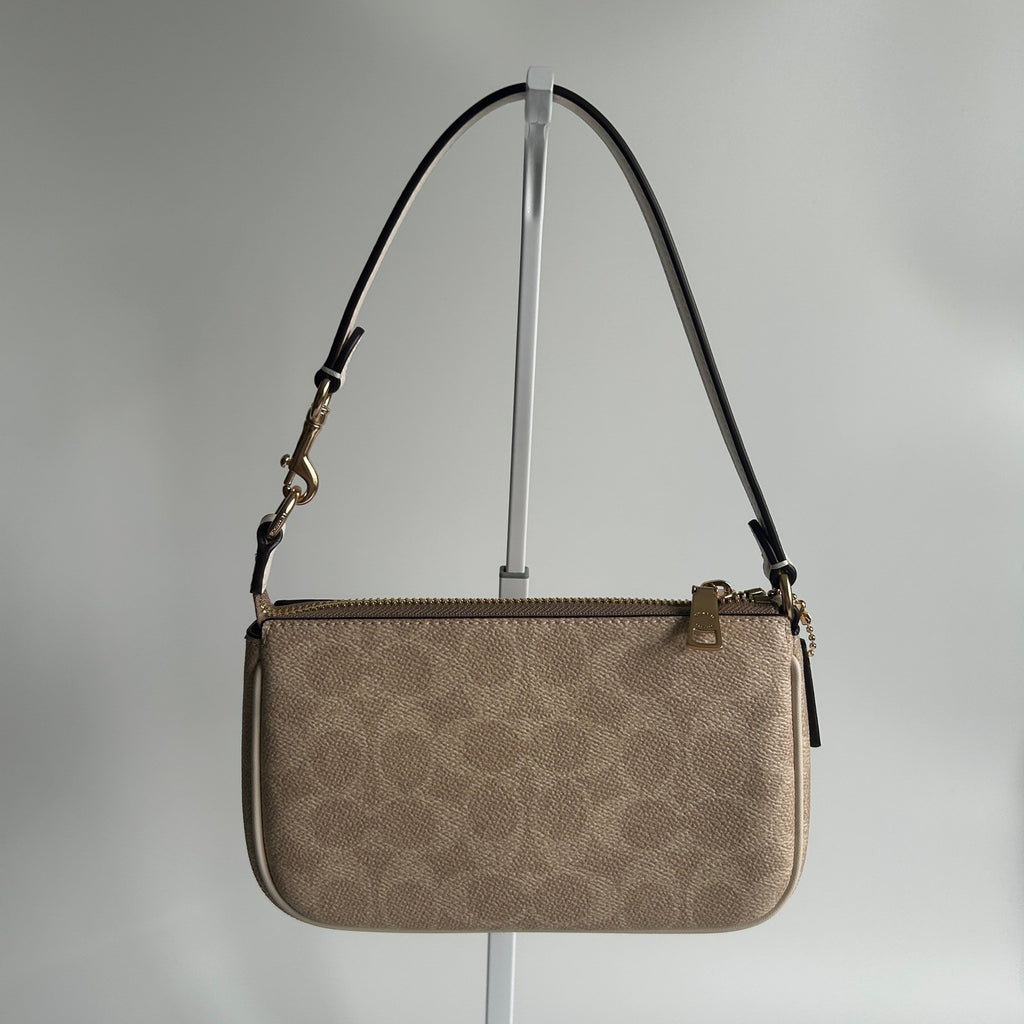 Coach Nolita 19 Khaki Chalk Signature Canvas Shoulder Bag Excellent1