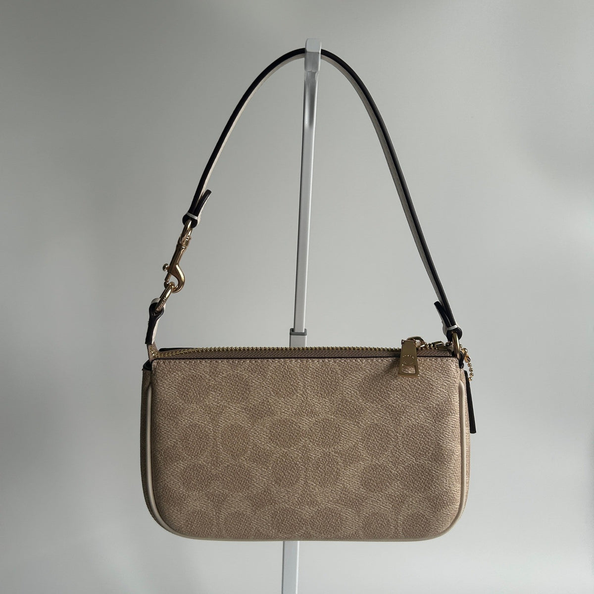 Coach Nolita 19 Khaki Chalk Signature Canvas Shoulder Bag Excellent1