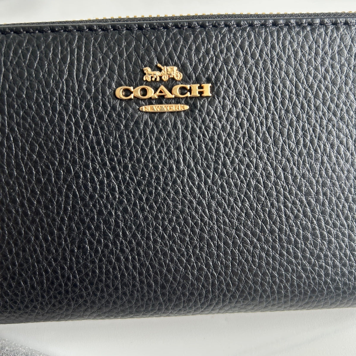 Coach Long Zip Around Black Pebbled Leather Wallet C4451 NEW5