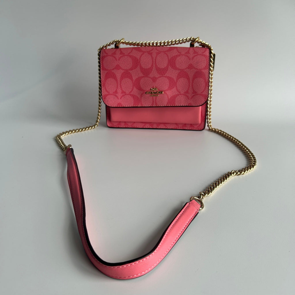 Coach Mini Klare Pink Signature Canvas Leather Crossbody Excellent0