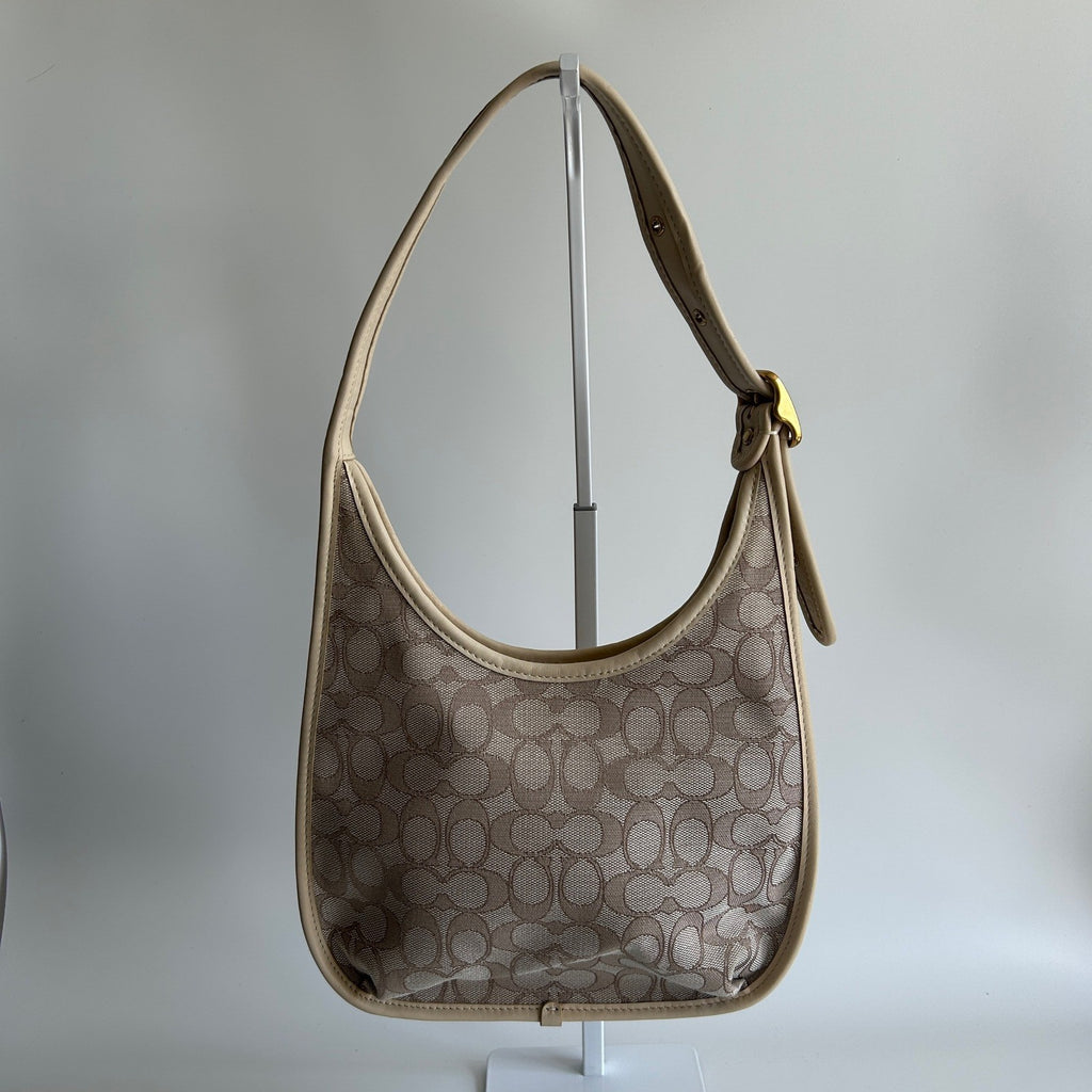 Coach Ergo C2588 Chalk White Signature Jacquard Leather Shoulder Bag Excellent0