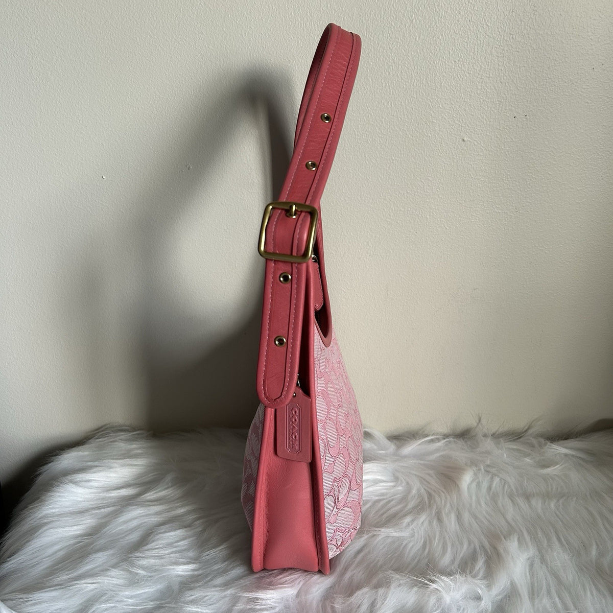 Coach Ergo Pink Signature Jacquard Leather Shoulder Bag C2588 Good2