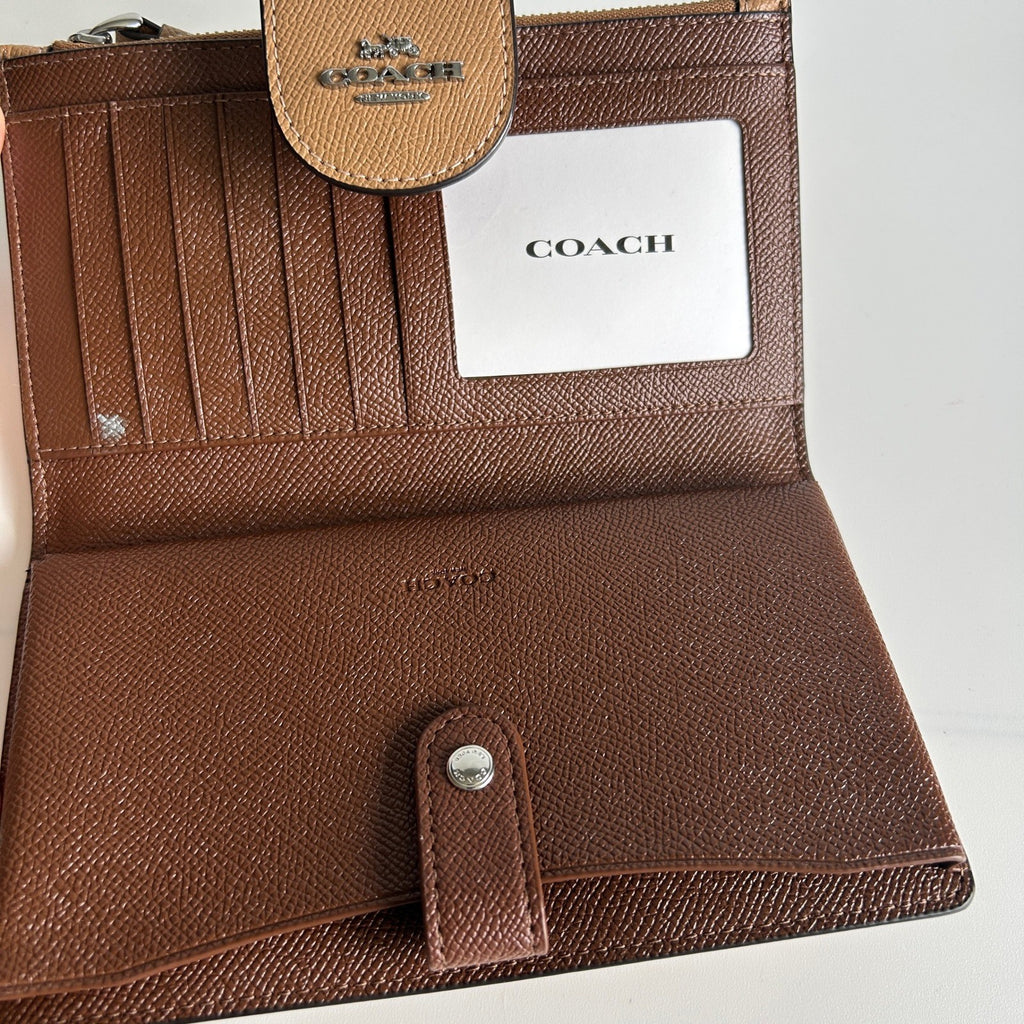 Coach Tech Phone Wallet Saddle Tan Crossgrain Leather C0183 Good2