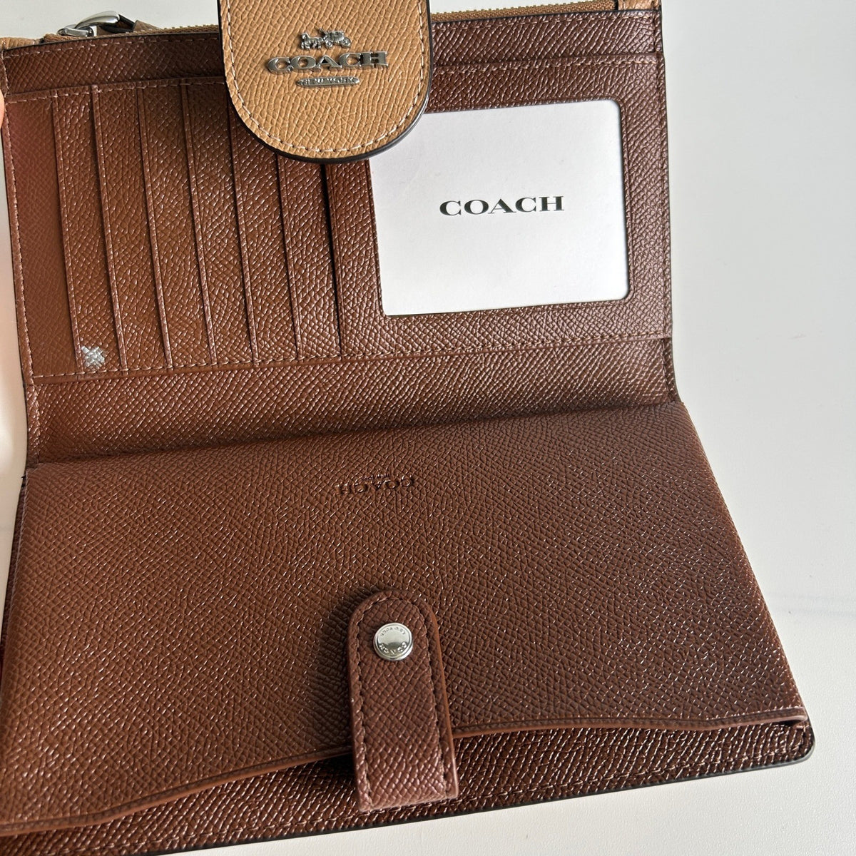 Coach Tech Phone Wallet Saddle Tan Crossgrain Leather C0183 Good2