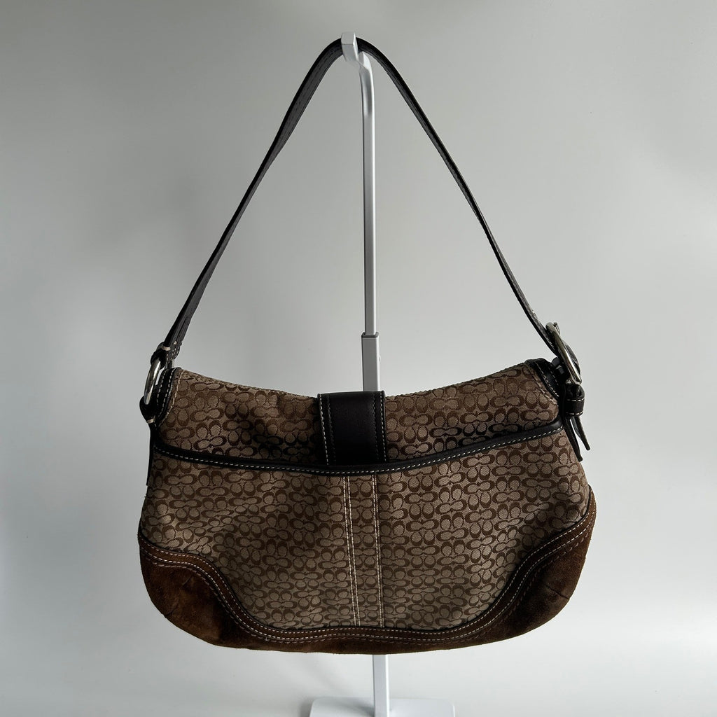 Coach Soho Signature Brown Canvas Leather Shoulder Bag F10926 Excellent1
