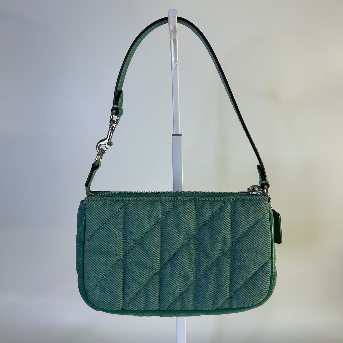 Coach Nolita 19 Green Quilted Denim Wristlet Shoulder Bag Excellent1