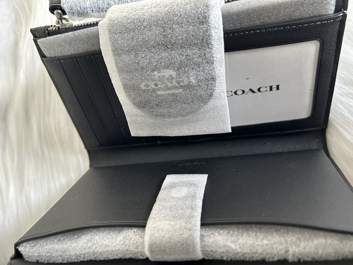 Coach Tech Wallet Graphite Black Signature Canvas C2874 NEW2