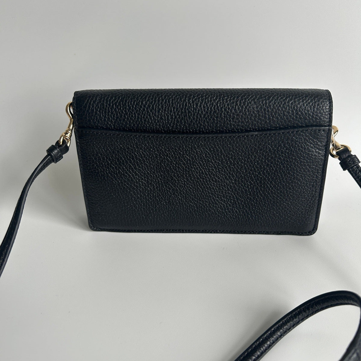 Coach Anna Foldover Clutch Black Pebbled Leather Crossbody Excellent2