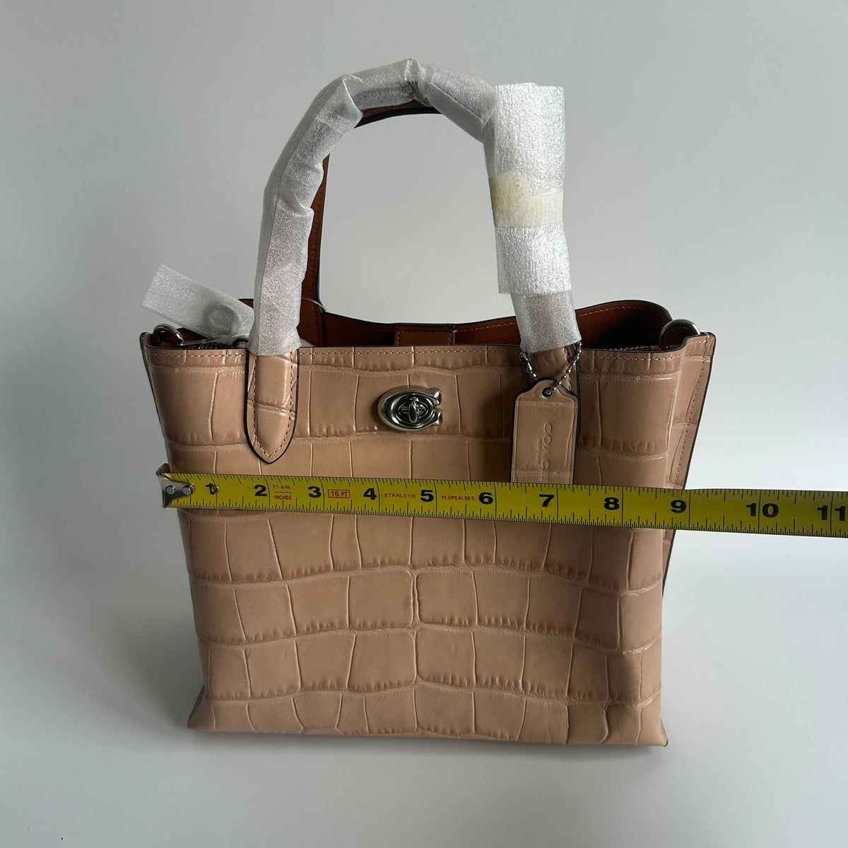 Coach Willow Tote 24 Buff Multi Embossed Croc Leather Handbag C8632 New6